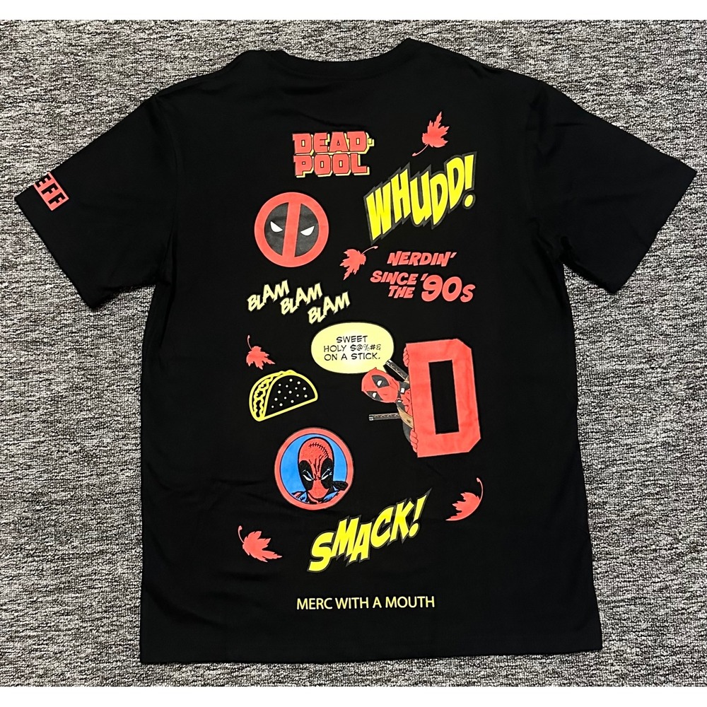 Neff‎ Marvel Deadpool Mens Black Graphic T-Shirt Merc With A Mouth Size M New